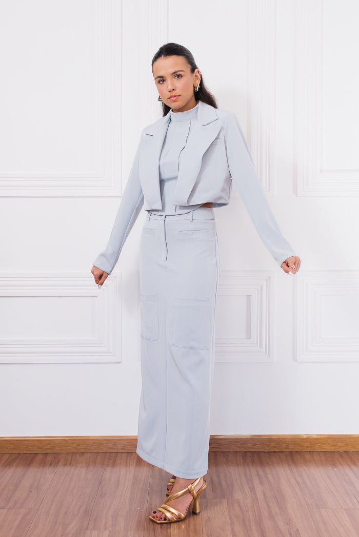 Blazer Brigitte Risca de Giz Azul Claro