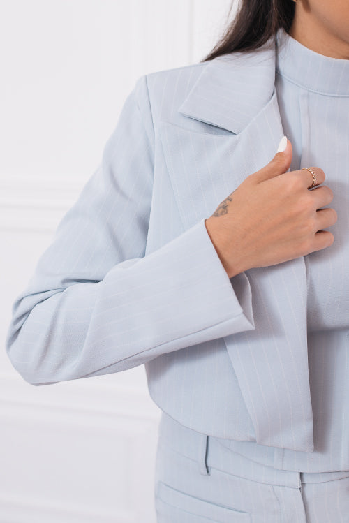 Blazer Brigitte Risca de Giz Azul Claro
