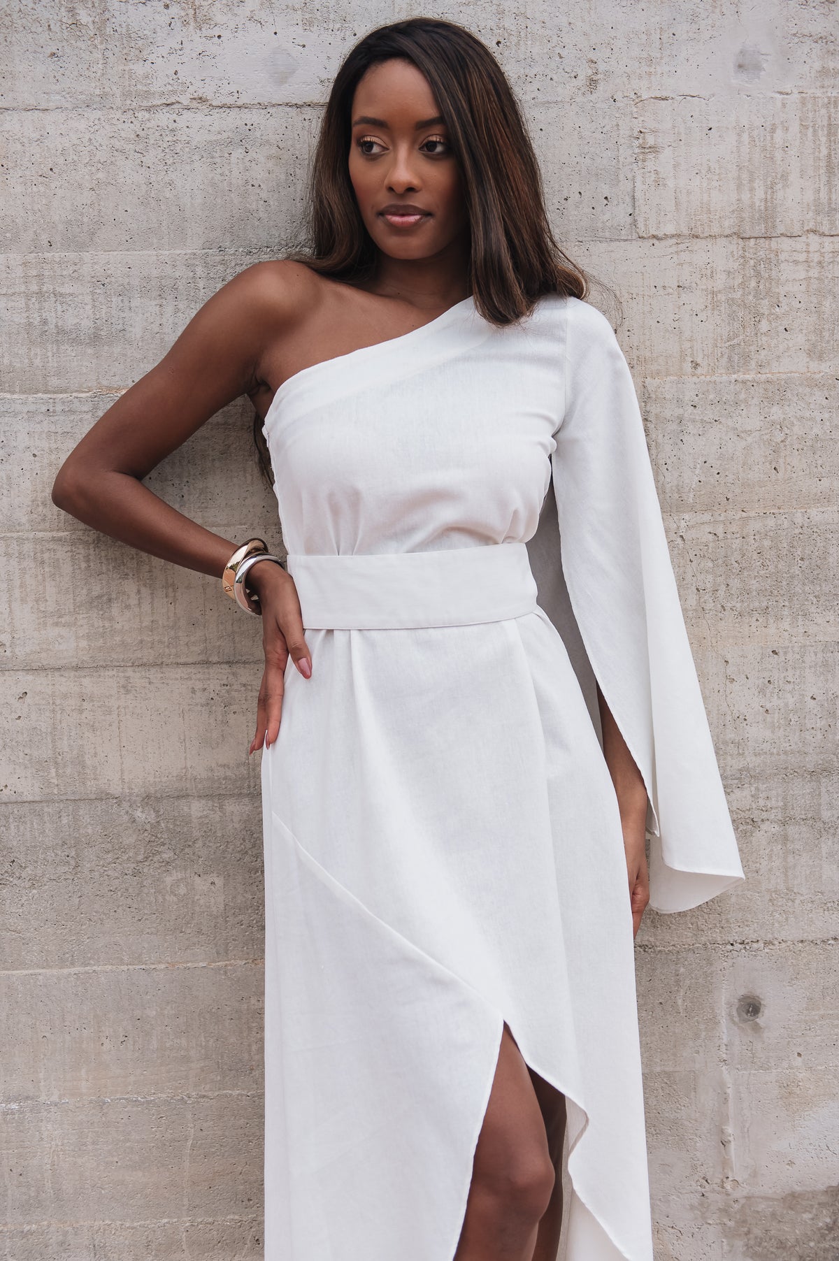 Vestido Fiorella Linho Off White