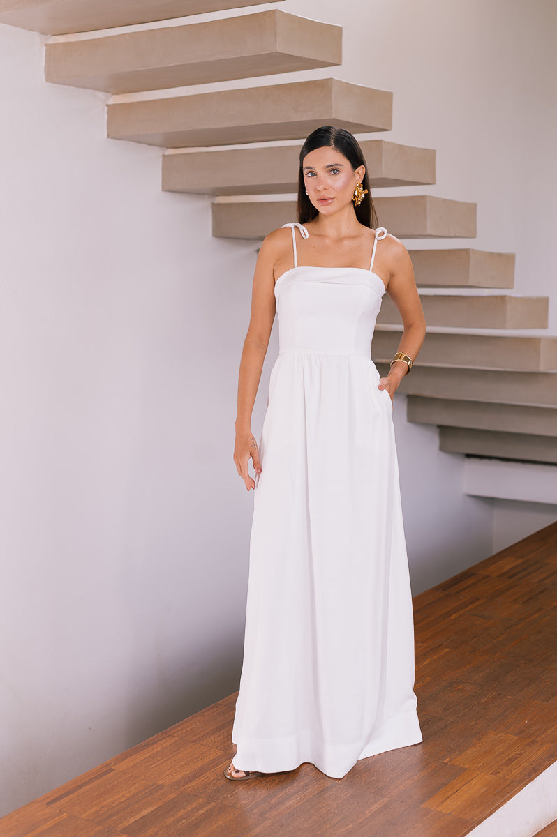 Vestido Longo Alfaiataria Marcelle Off White Saphir