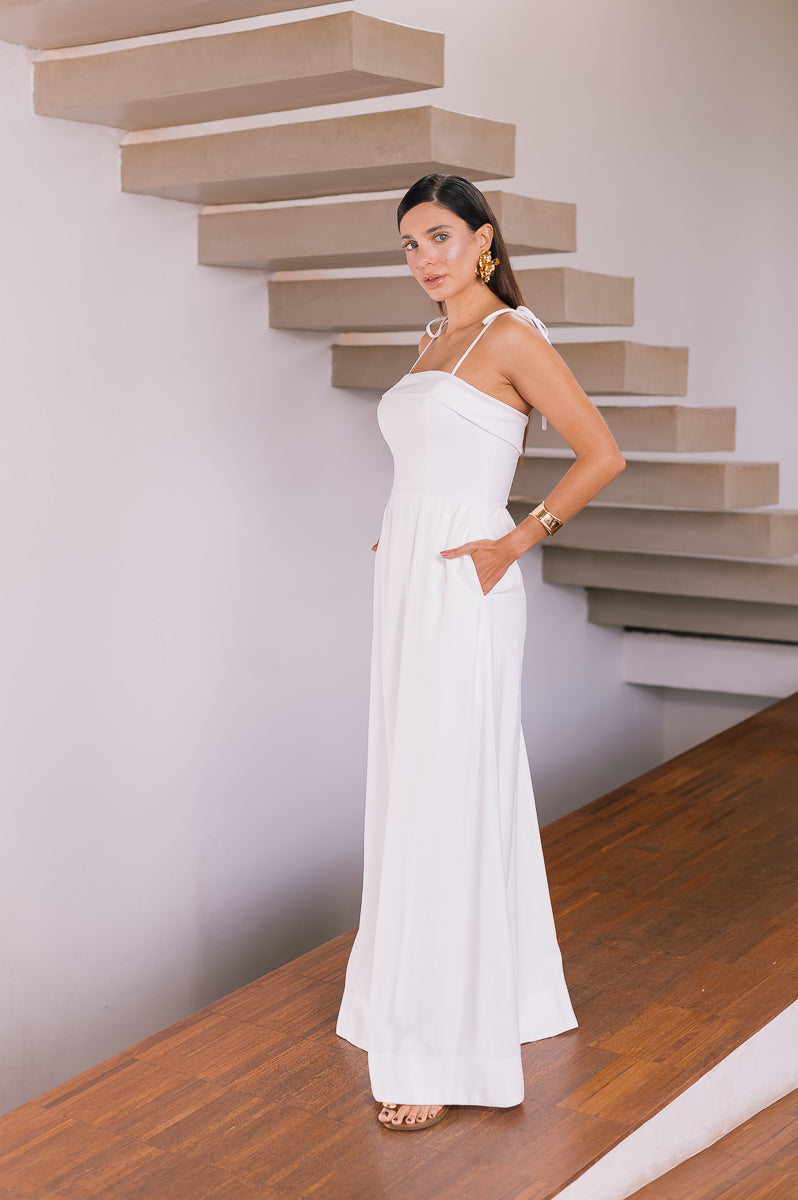Vestido Longo Alfaiataria Marcelle Off White Saphir