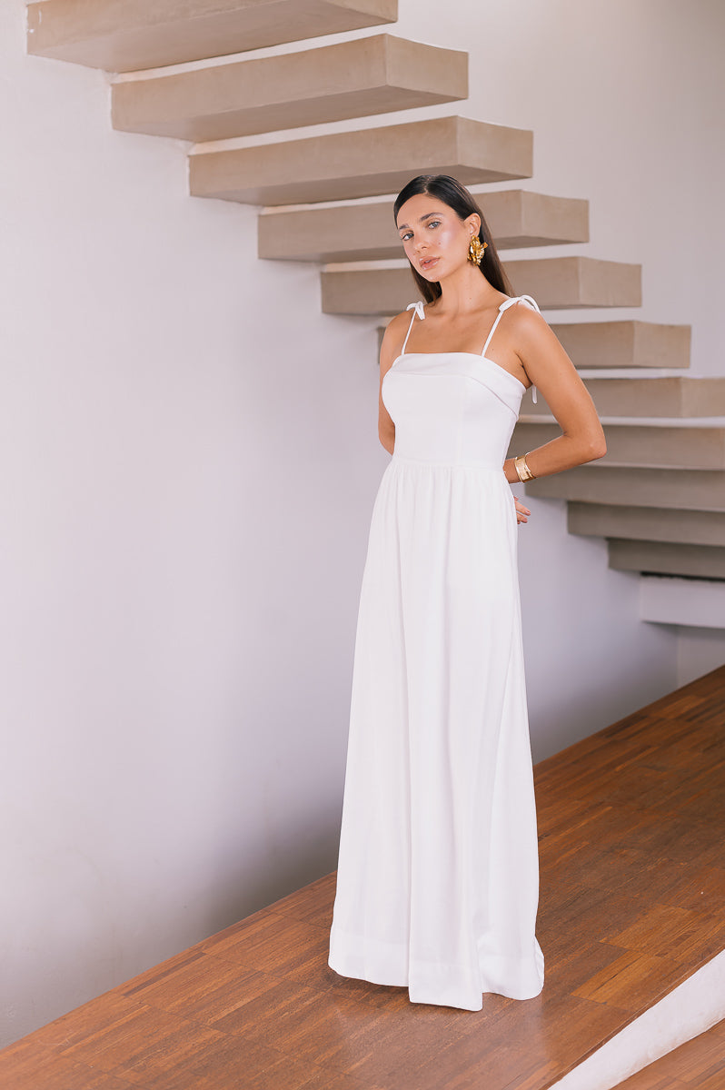 Vestido Longo Alfaiataria Marcelle Off White Saphir