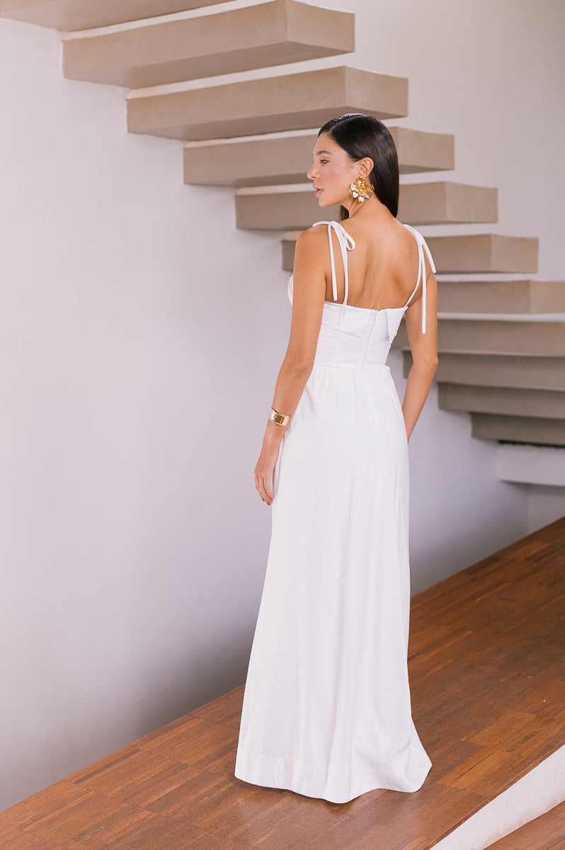 Vestido Longo Alfaiataria Marcelle Off White Saphir