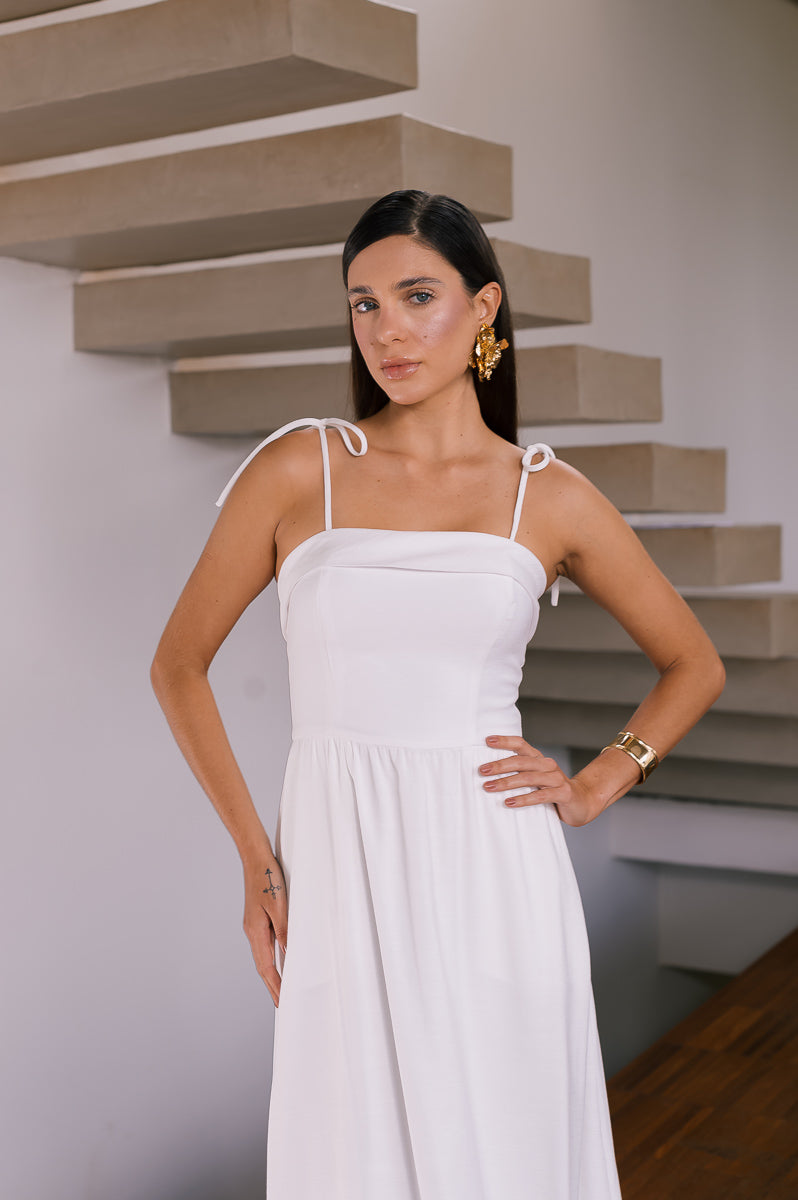 Vestido Longo Alfaiataria Marcelle Off White Saphir