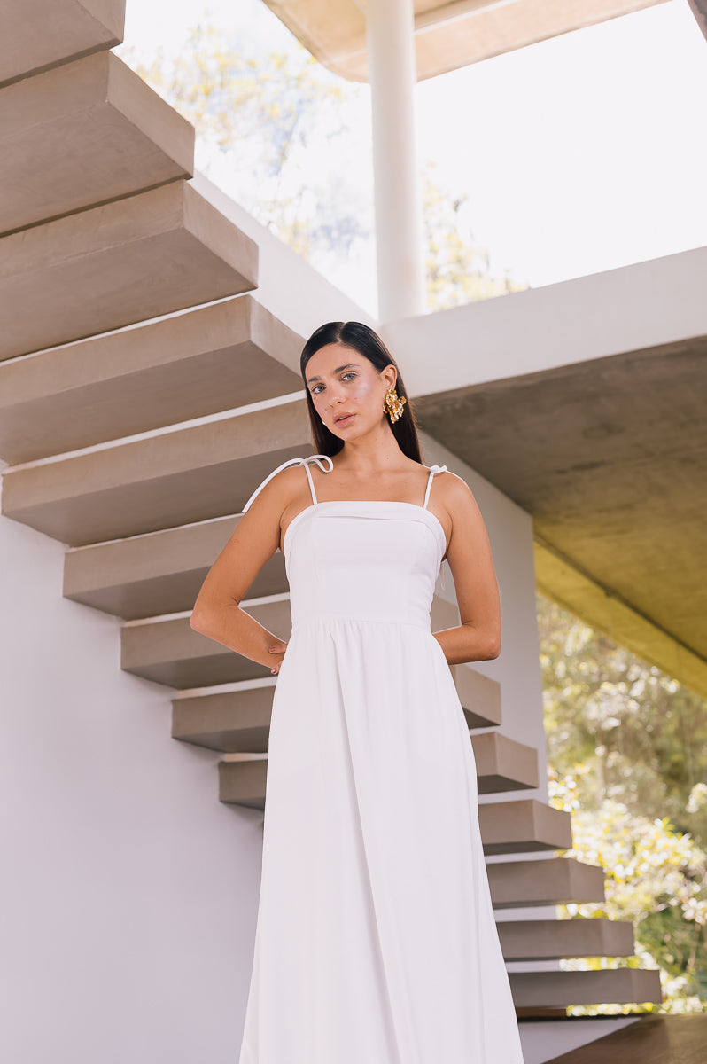 Vestido Longo Alfaiataria Marcelle Off White Saphir