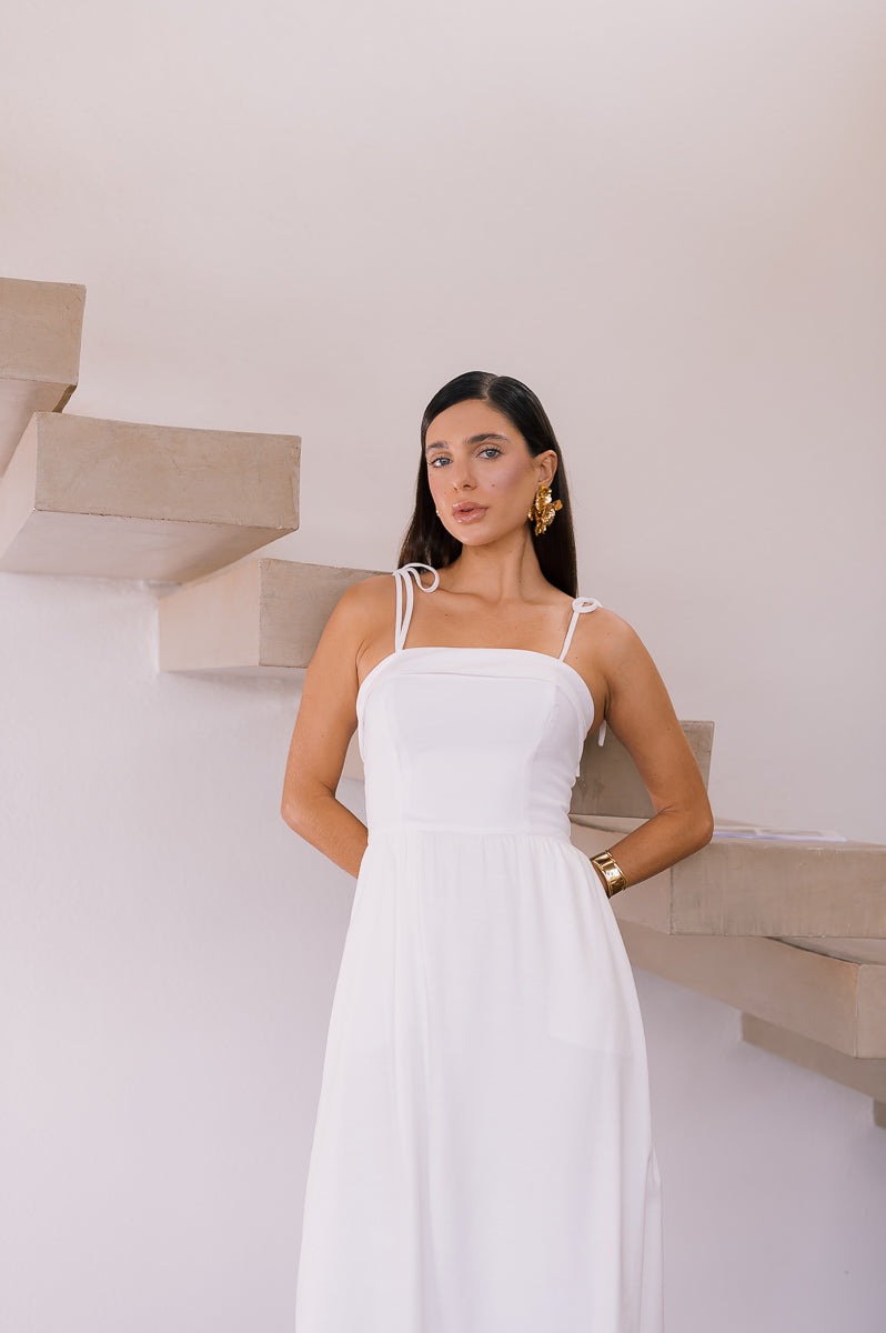 Vestido Longo Alfaiataria Marcelle Off White Saphir