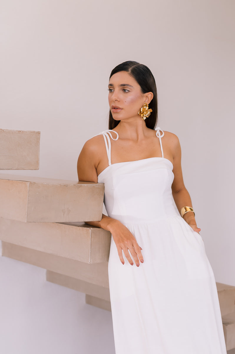 Vestido Longo Alfaiataria Marcelle Off White Saphir