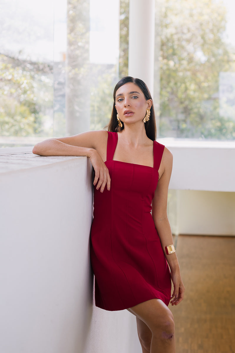 Vestido Evasê Alfaiataria Taliany Cereja Ällie