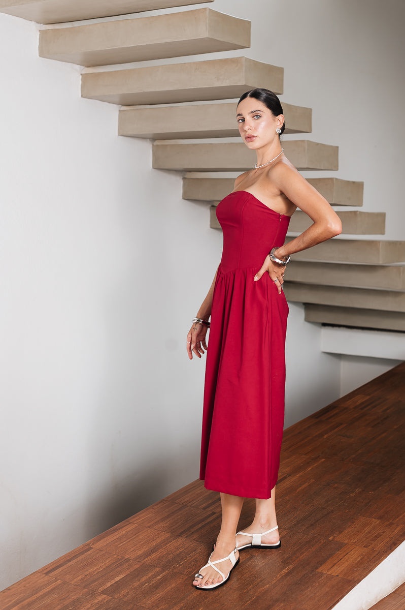 Vestido Midi Moniz Cereja Ällie