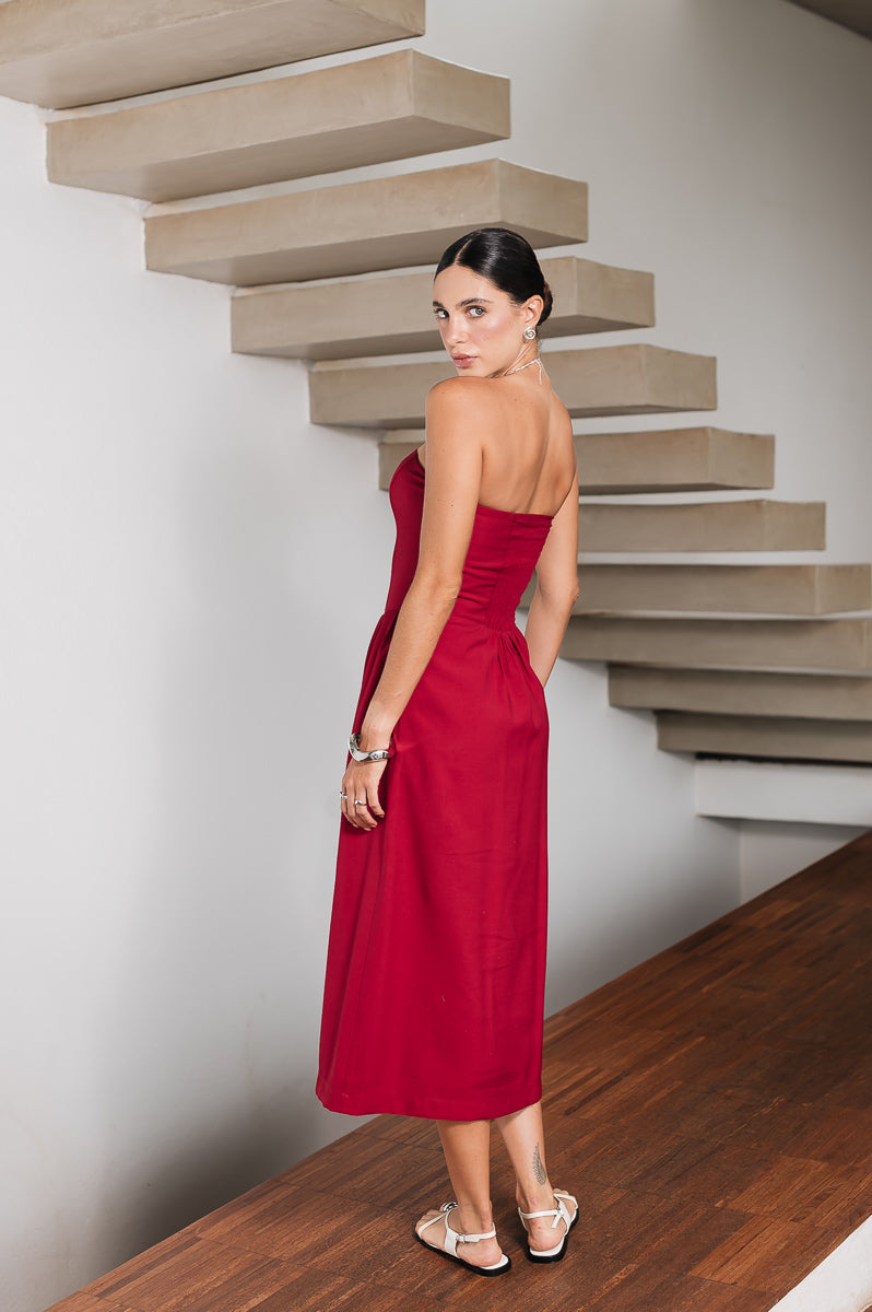 Vestido Midi Moniz Cereja Ällie
