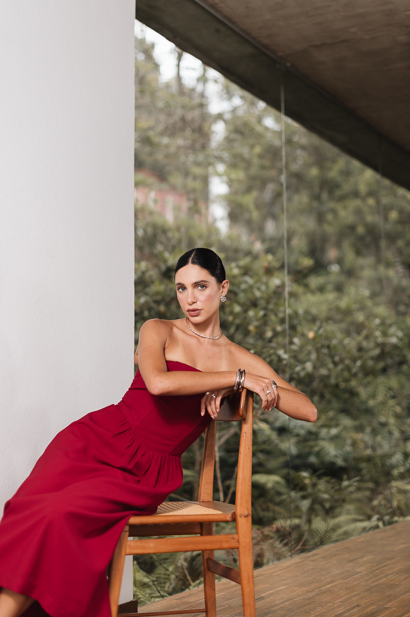 Vestido Midi Moniz Cereja Ällie