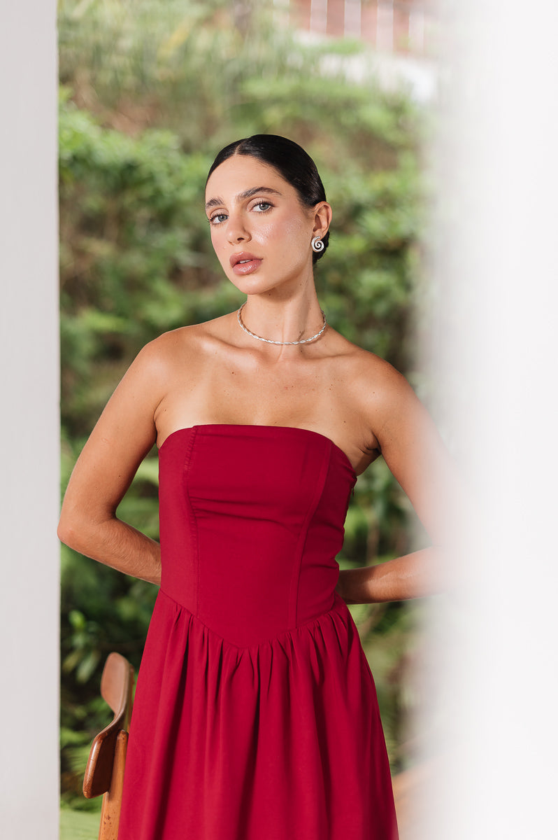 Vestido Midi Moniz Cereja Ällie