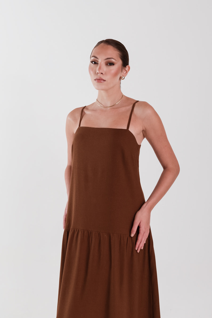 Vestido Daya Linho Marrom