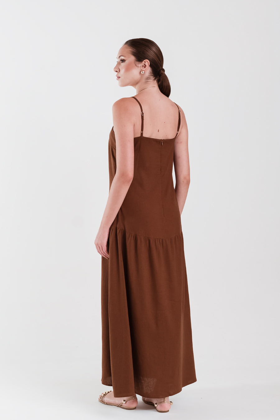 Vestido Daya Linho Marrom