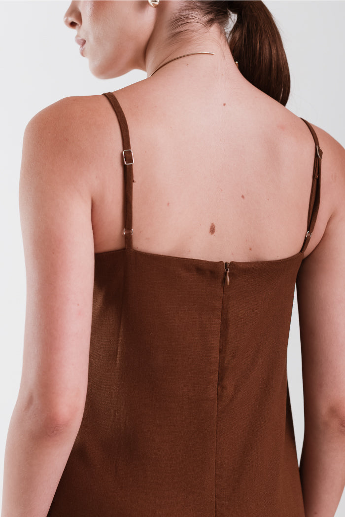 Vestido Daya Linho Marrom