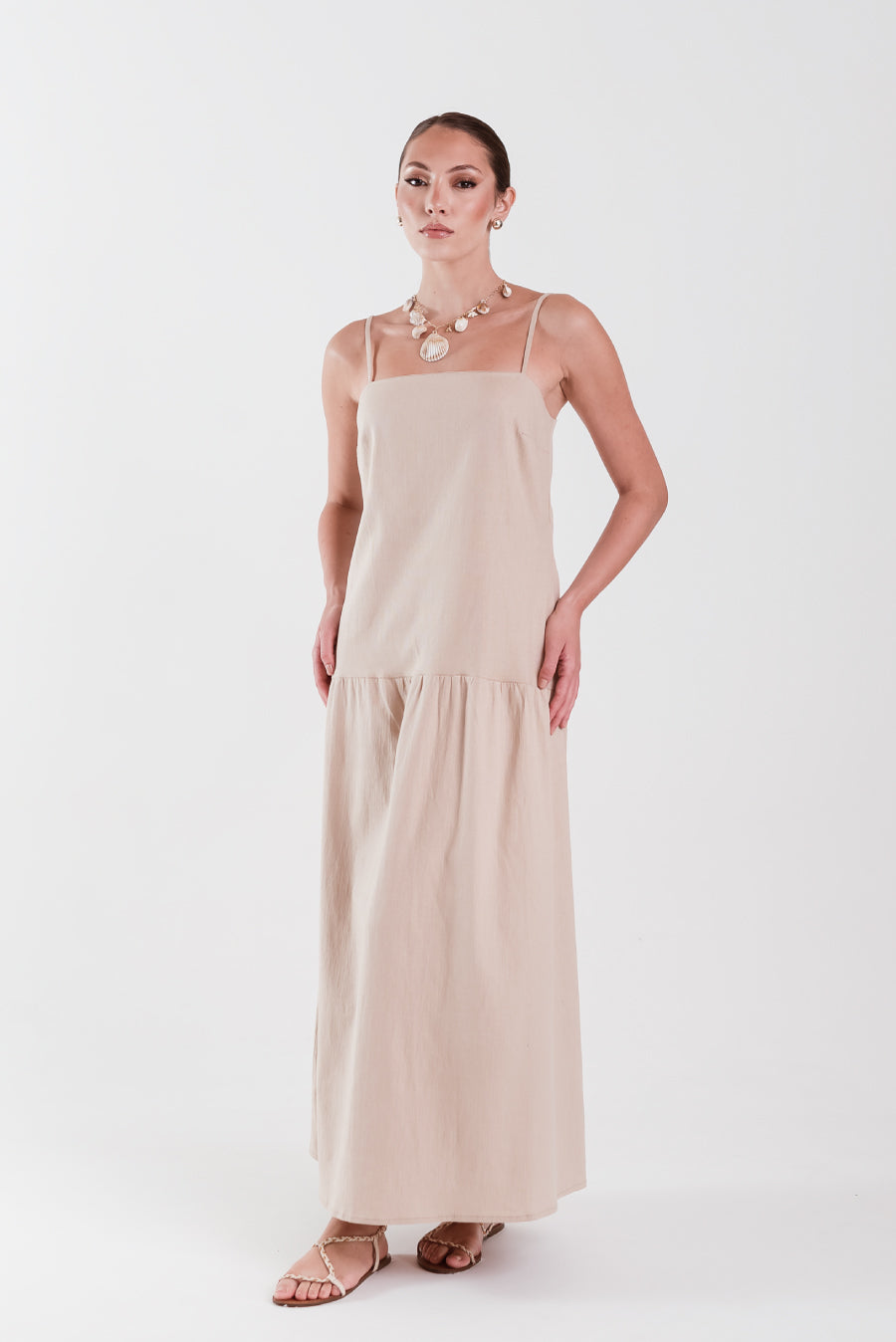 Vestido Daya Linho Nude
