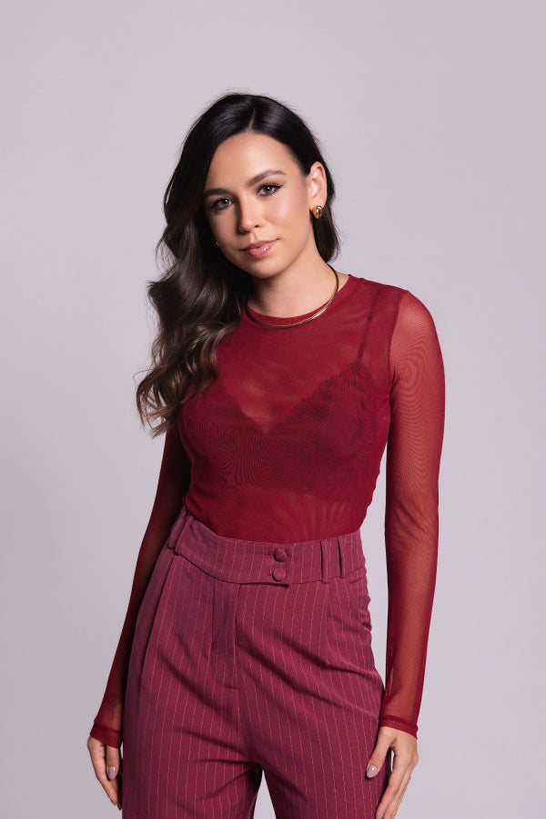 Blusa Tule Mila Marsala