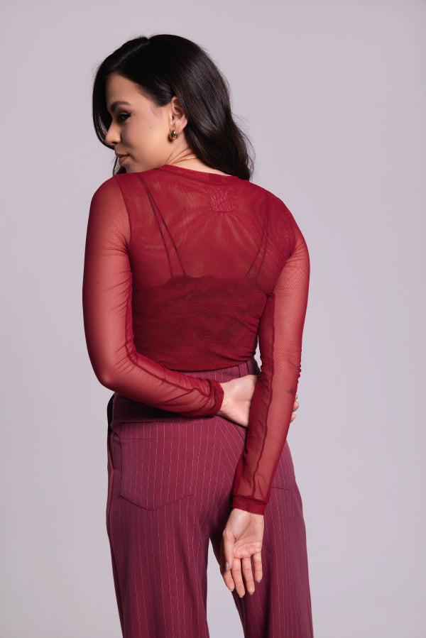 Blusa Tule Mila Marsala