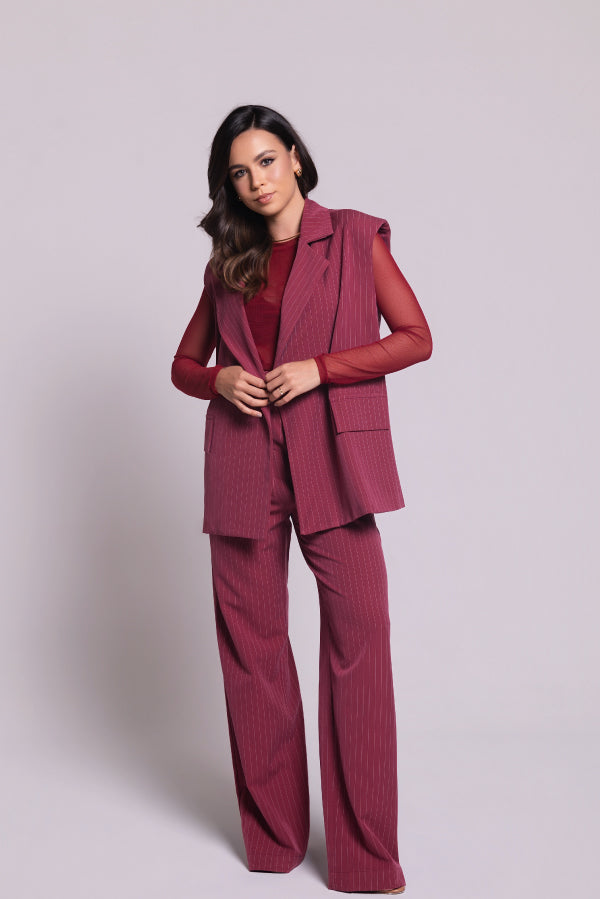 Colete Tereza Risca de Giz Marsala