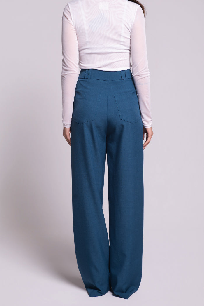 Calça Pantalona Cecília Azul Petróleo