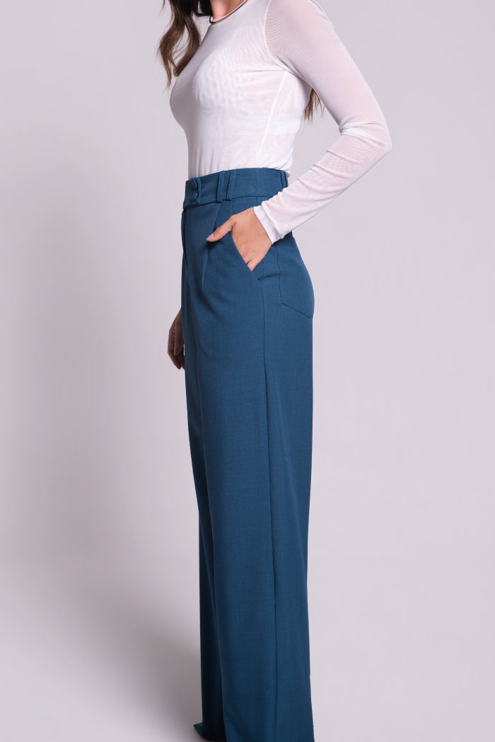 Calça Pantalona Cecília Azul Petróleo