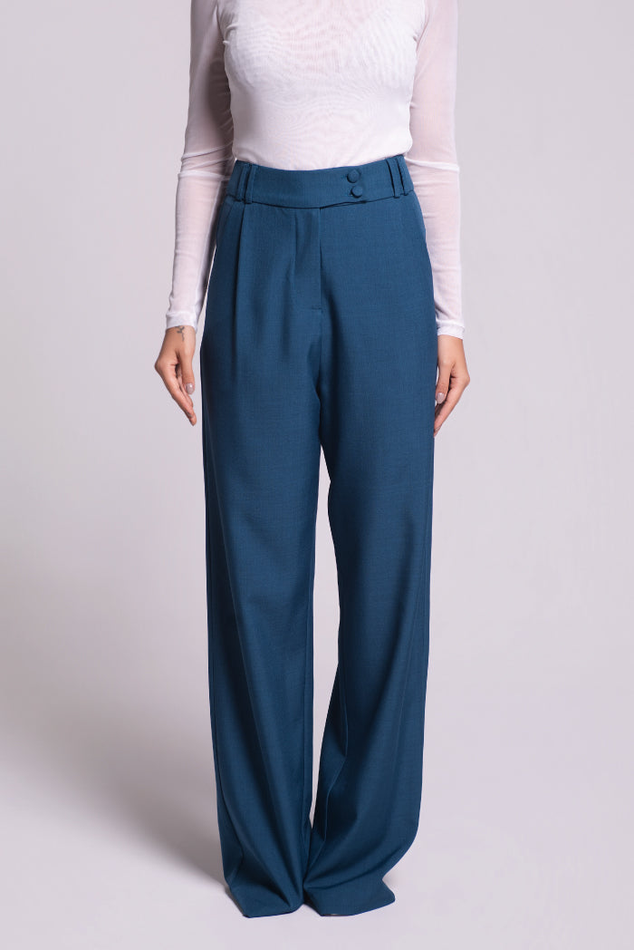 Calça Pantalona Cecília Azul Petróleo