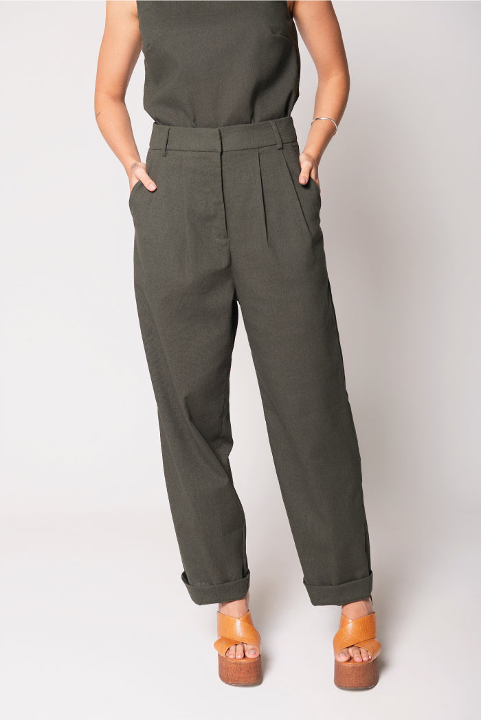 Calça Baggy Fisher Linho Verde
