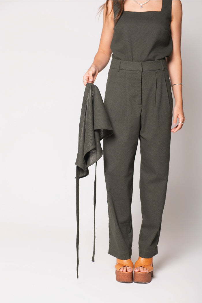 Calça Baggy Fisher Linho Verde