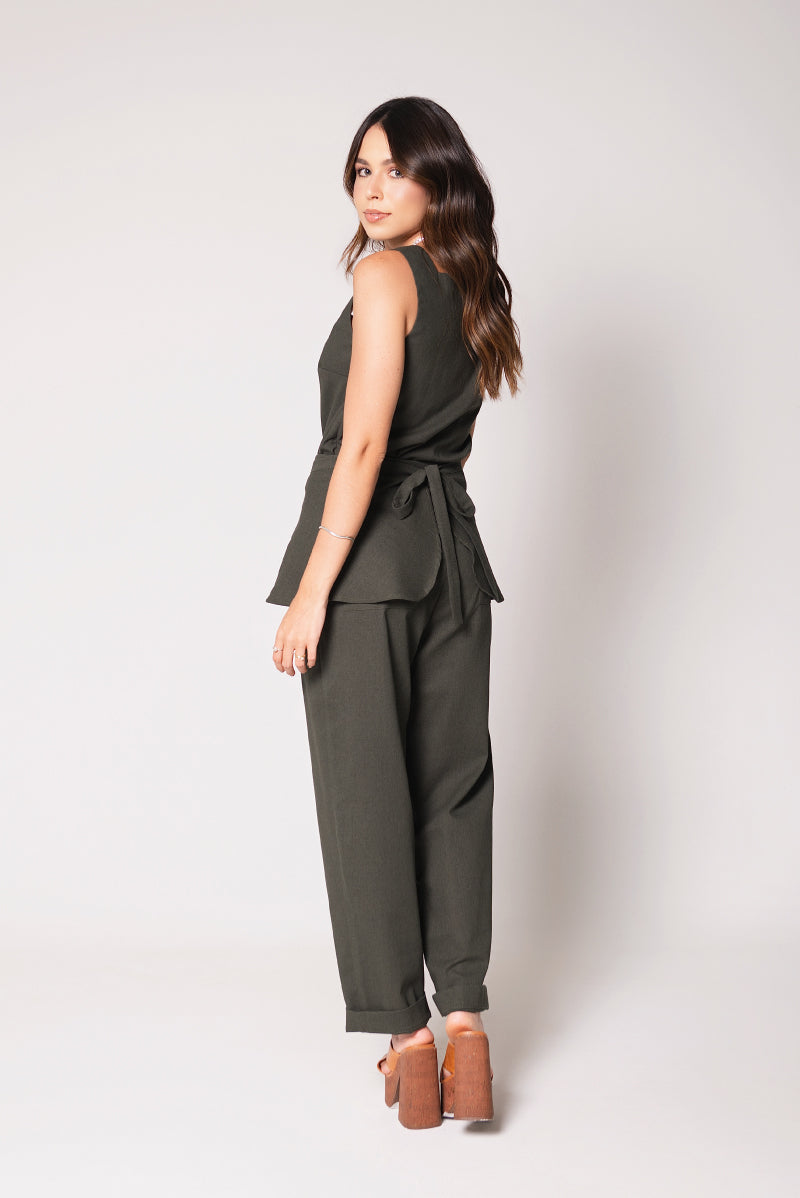 Calça Baggy Fisher Linho Verde
