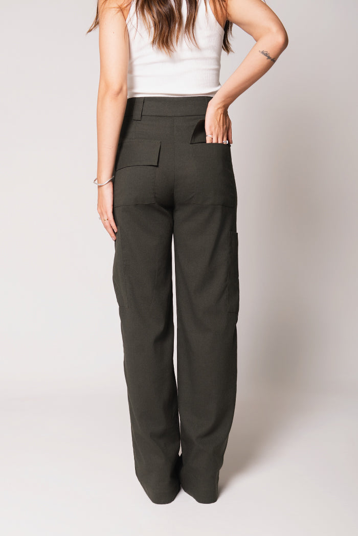 Calça Cargo Georgia Linho Verde