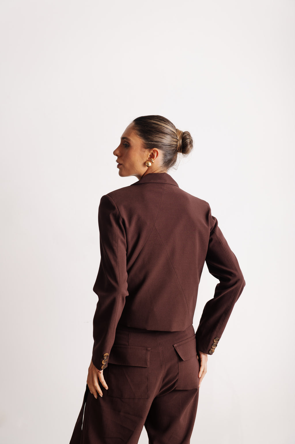 Blazer Curto Alfaiataria Ruth Marrom Café Ällie