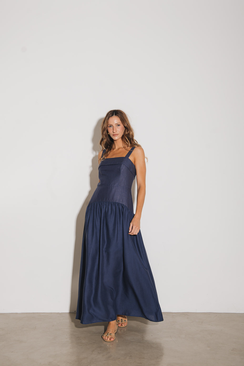Vestido Maxi Midi Débora Azul Jeans Ällie