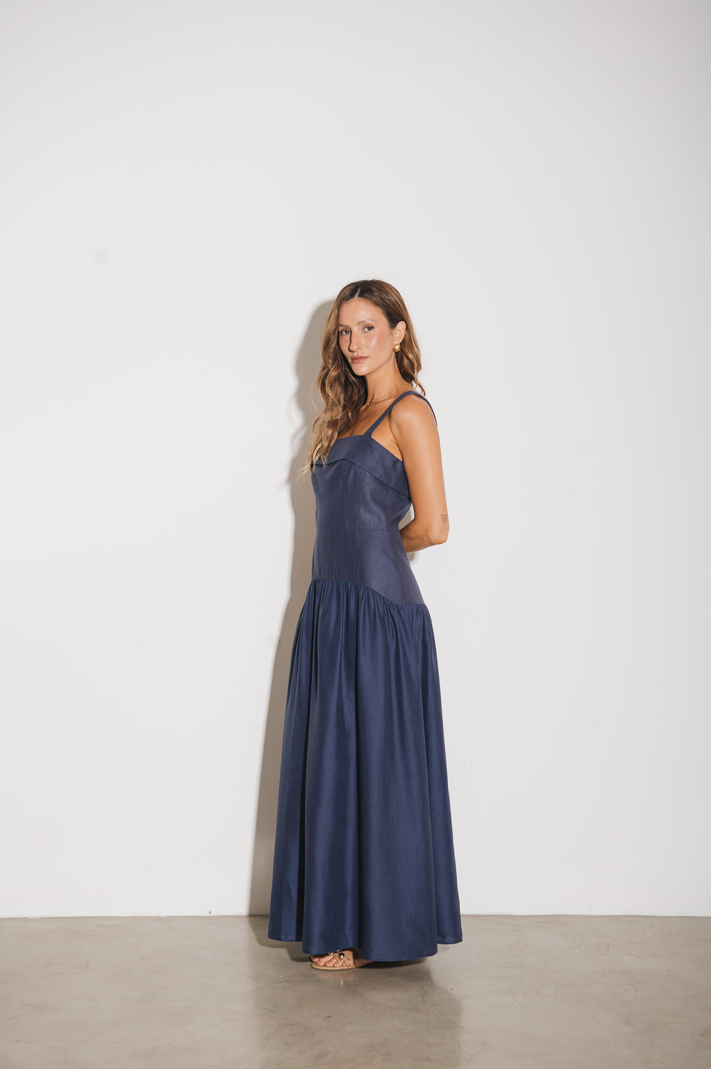 Vestido Maxi Midi Débora Azul Jeans Ällie