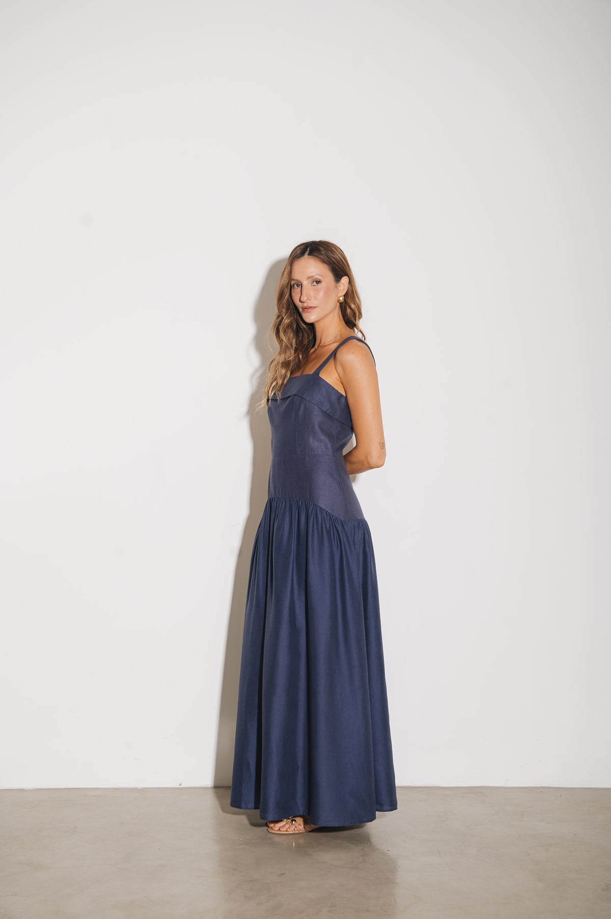 Vestido Maxi Midi Débora Azul Jeans Ällie