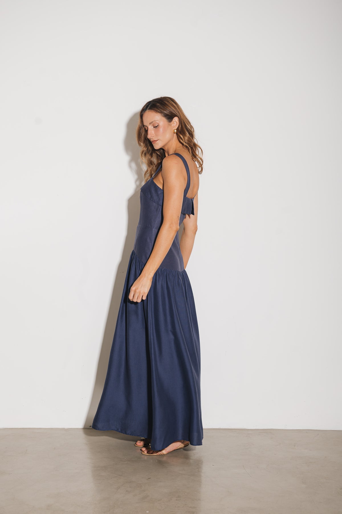 Vestido Maxi Midi Débora Azul Jeans Ällie