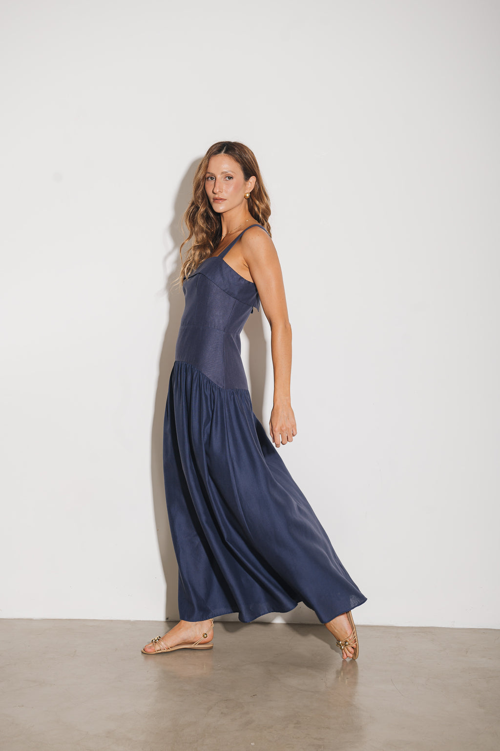 Vestido Maxi Midi Débora Azul Jeans Ällie