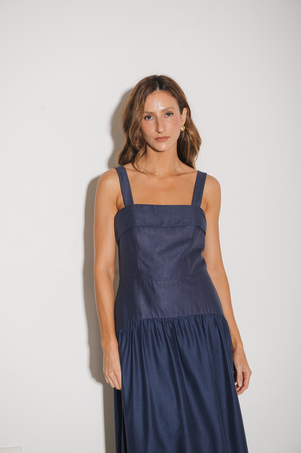 Vestido Maxi Midi Débora Azul Jeans Ällie