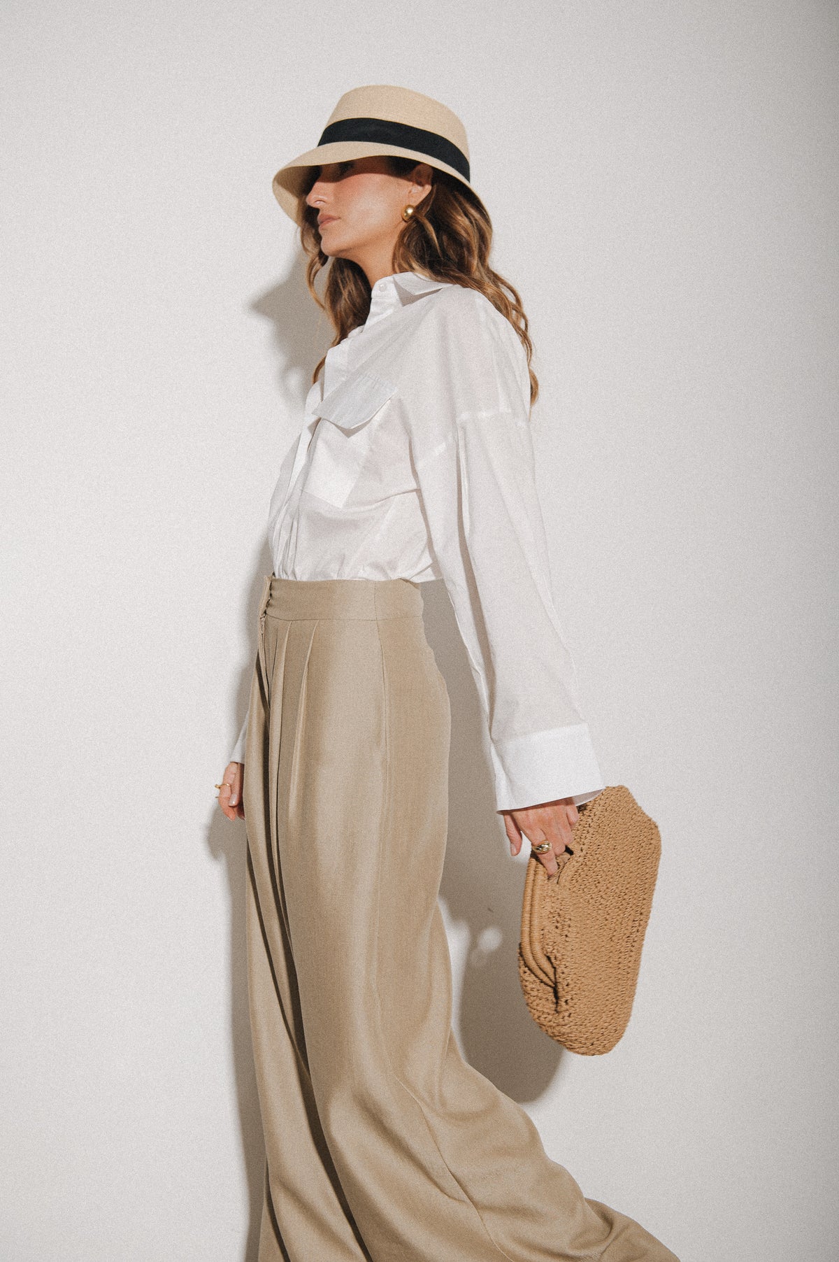 Calça Pantalona Alfaiataria Clementine Areia Ällie