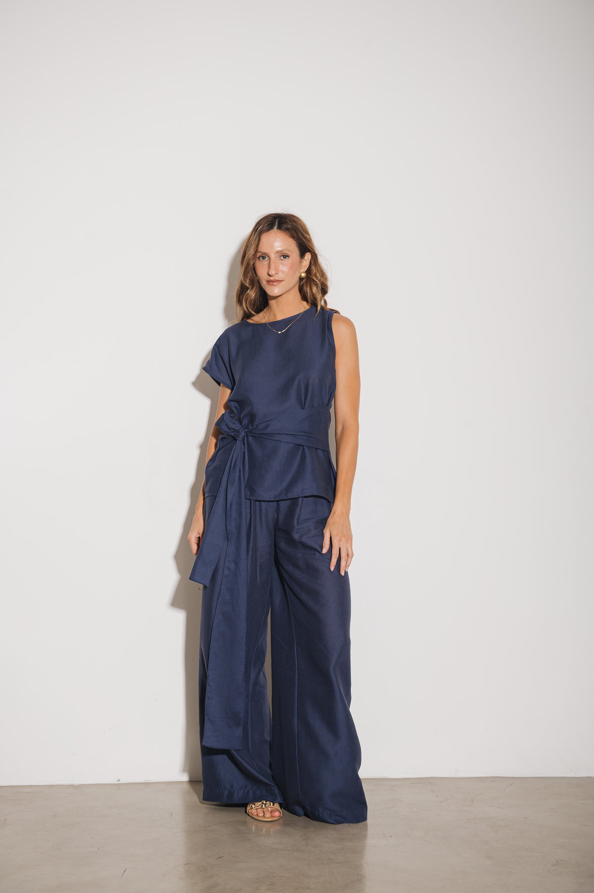 Blusa Alfaiataria Amarração Amira Azul Jeans Ällie