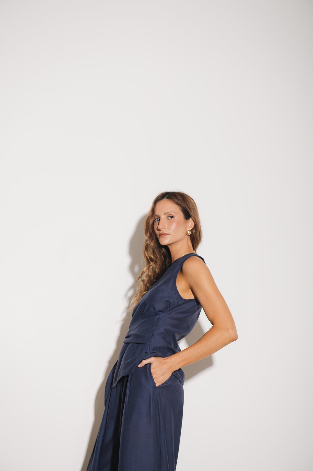 Blusa Alfaiataria Amarração Amira Azul Jeans Ällie
