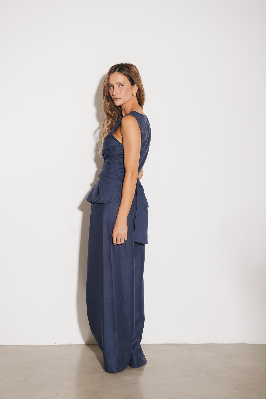 Blusa Alfaiataria Amarração Amira Azul Jeans Ällie