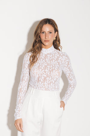 Blusa Gola Alta Renda Ametista Off White Ällie