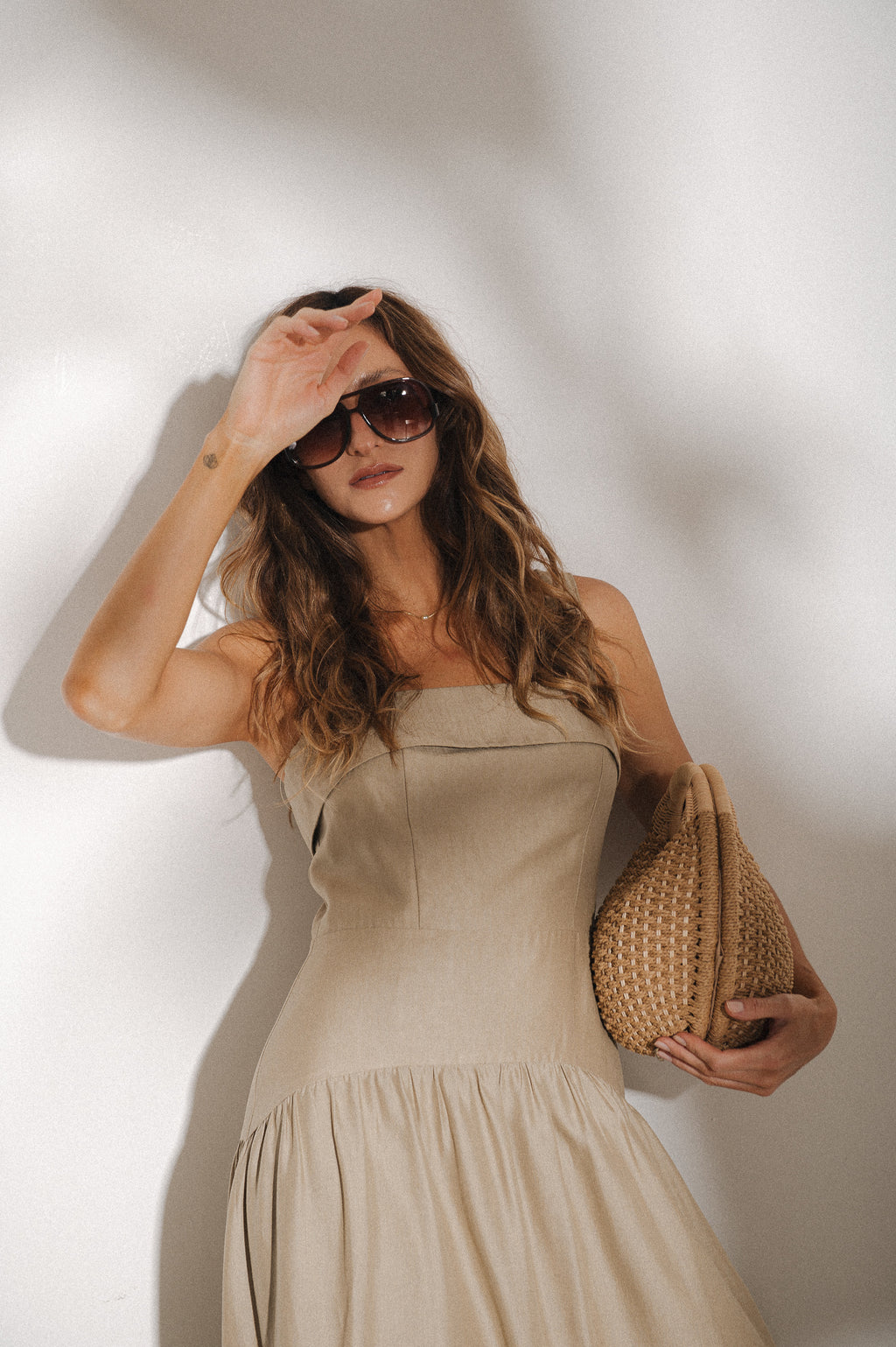 Vestido Maxi Midi Débora Areia Ällie