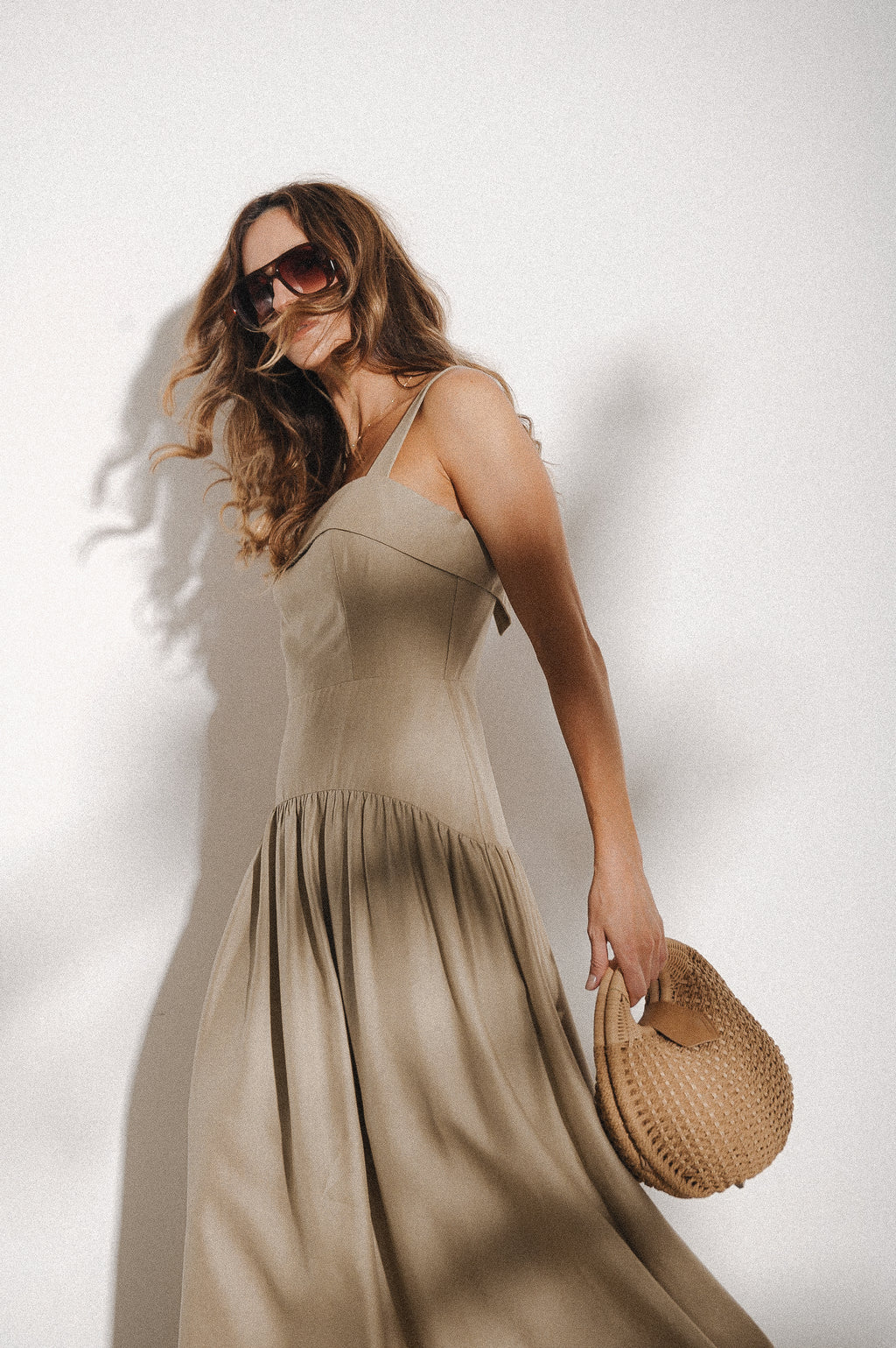 Vestido Maxi Midi Débora Areia Ällie