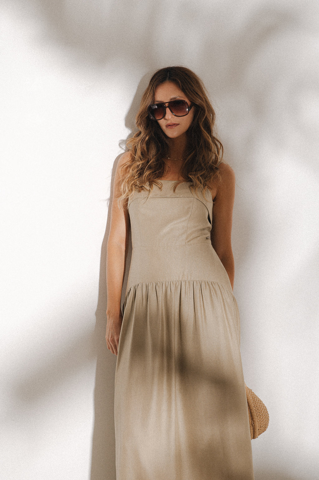 Vestido Maxi Midi Débora Areia Ällie