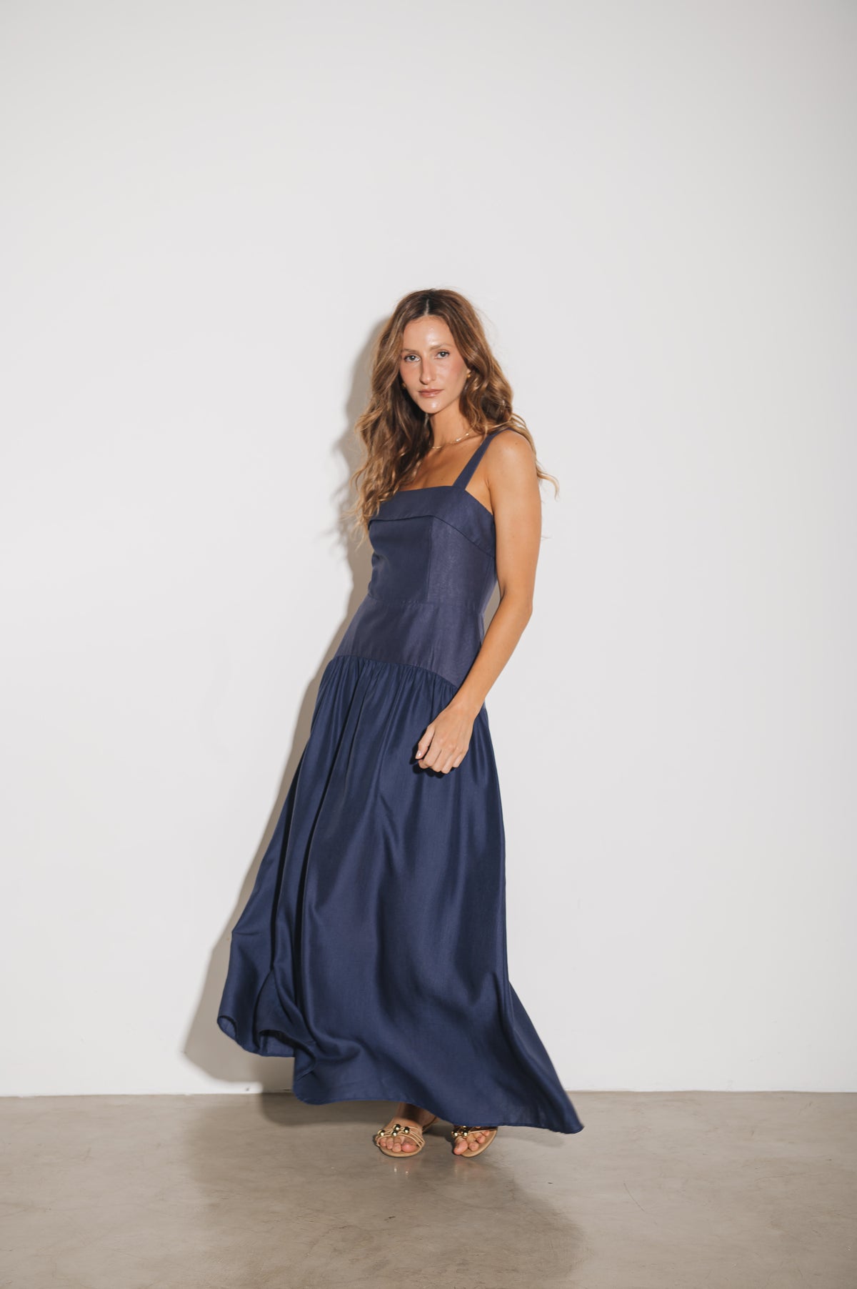Vestido Maxi Midi Débora Azul Jeans Ällie