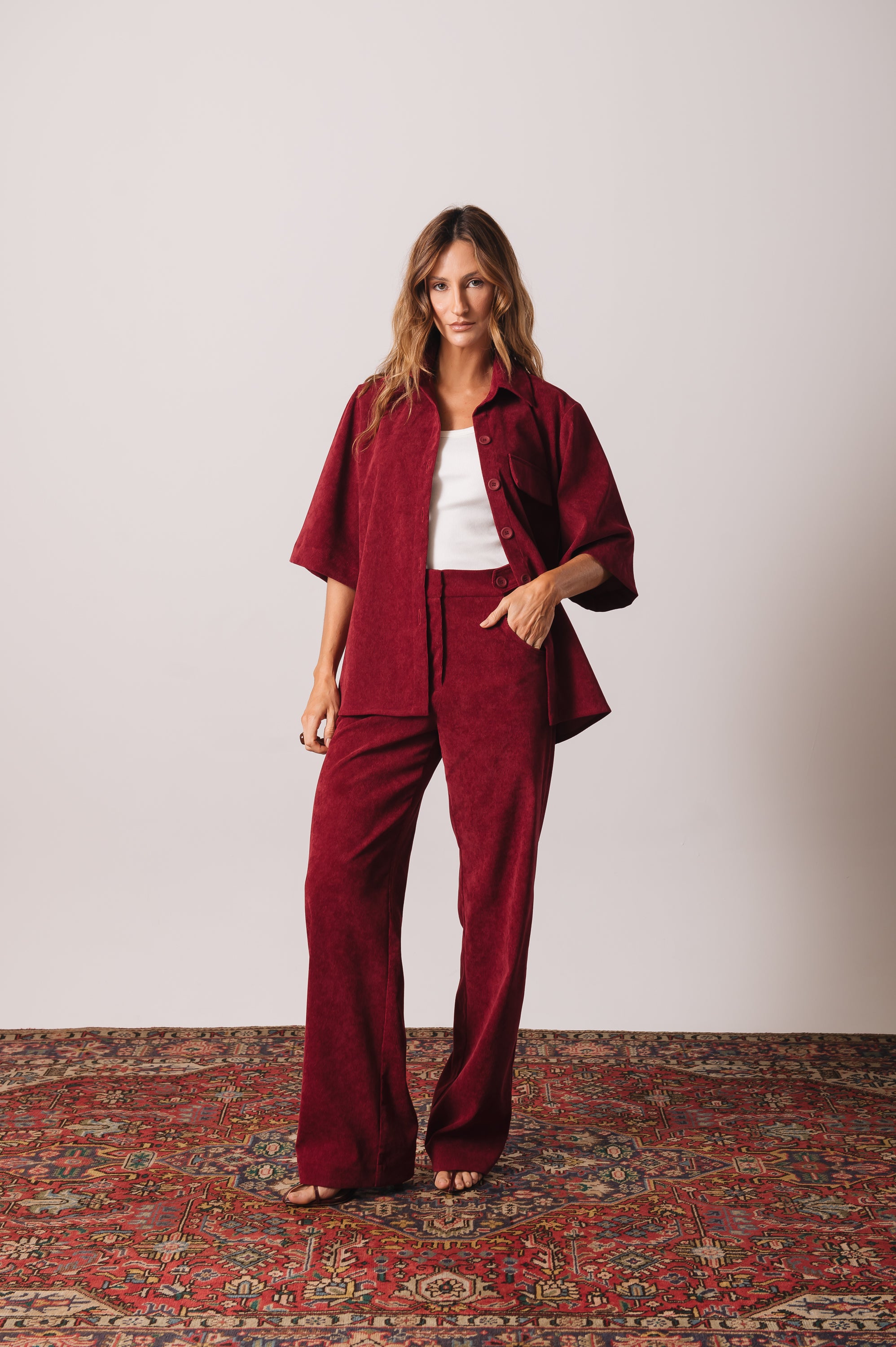 Camisa Veludo Juliana Marsala Ällie