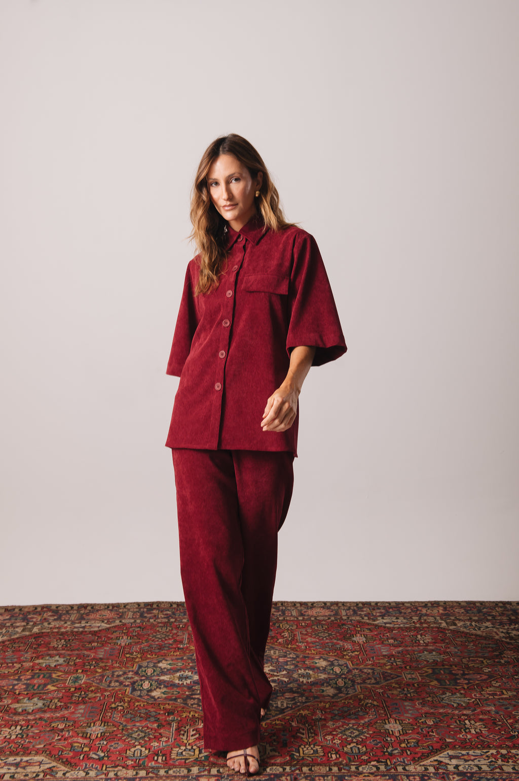 Camisa Veludo Juliana Marsala Ällie