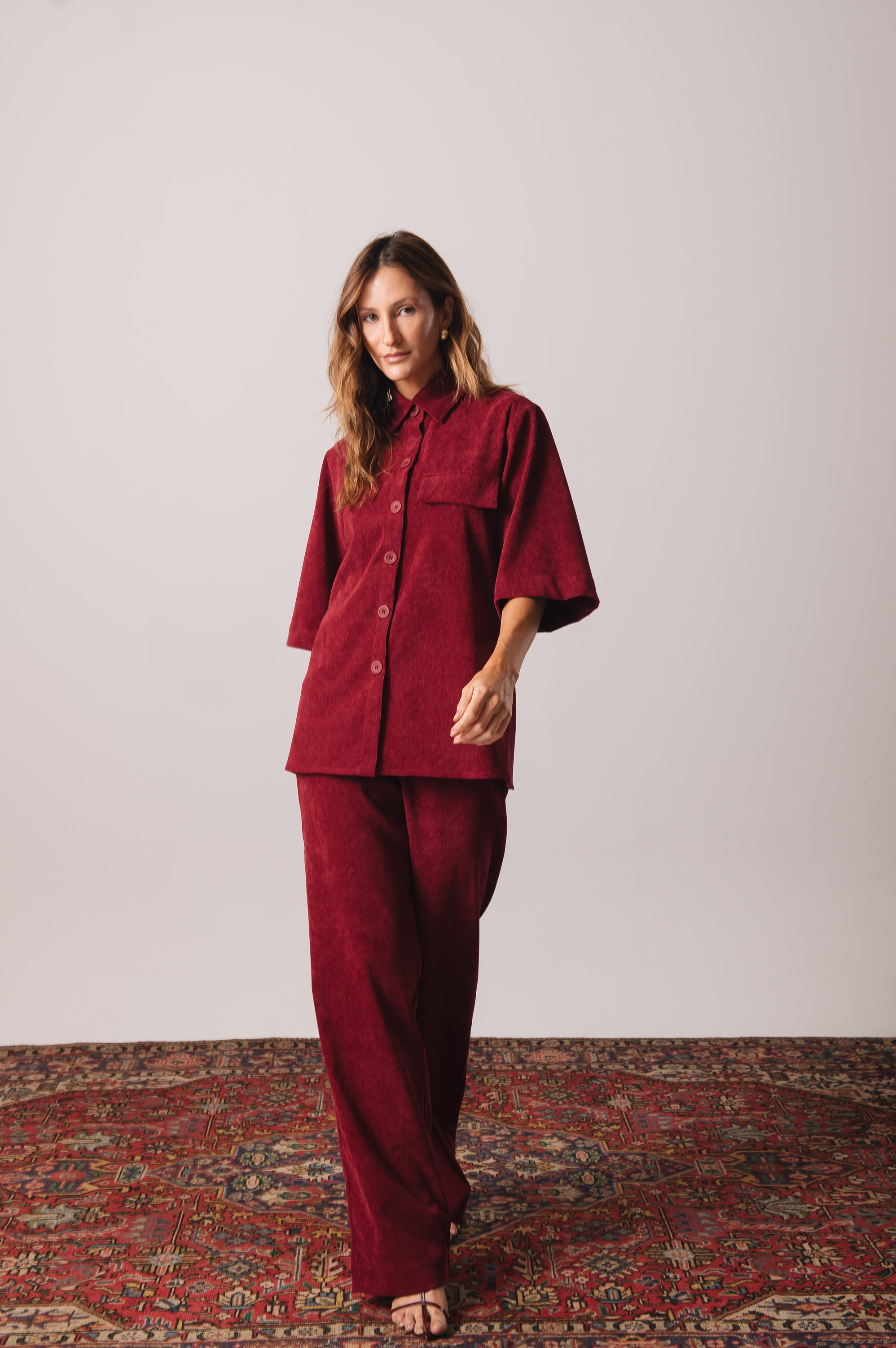 Camisa Veludo Juliana Marsala Ällie