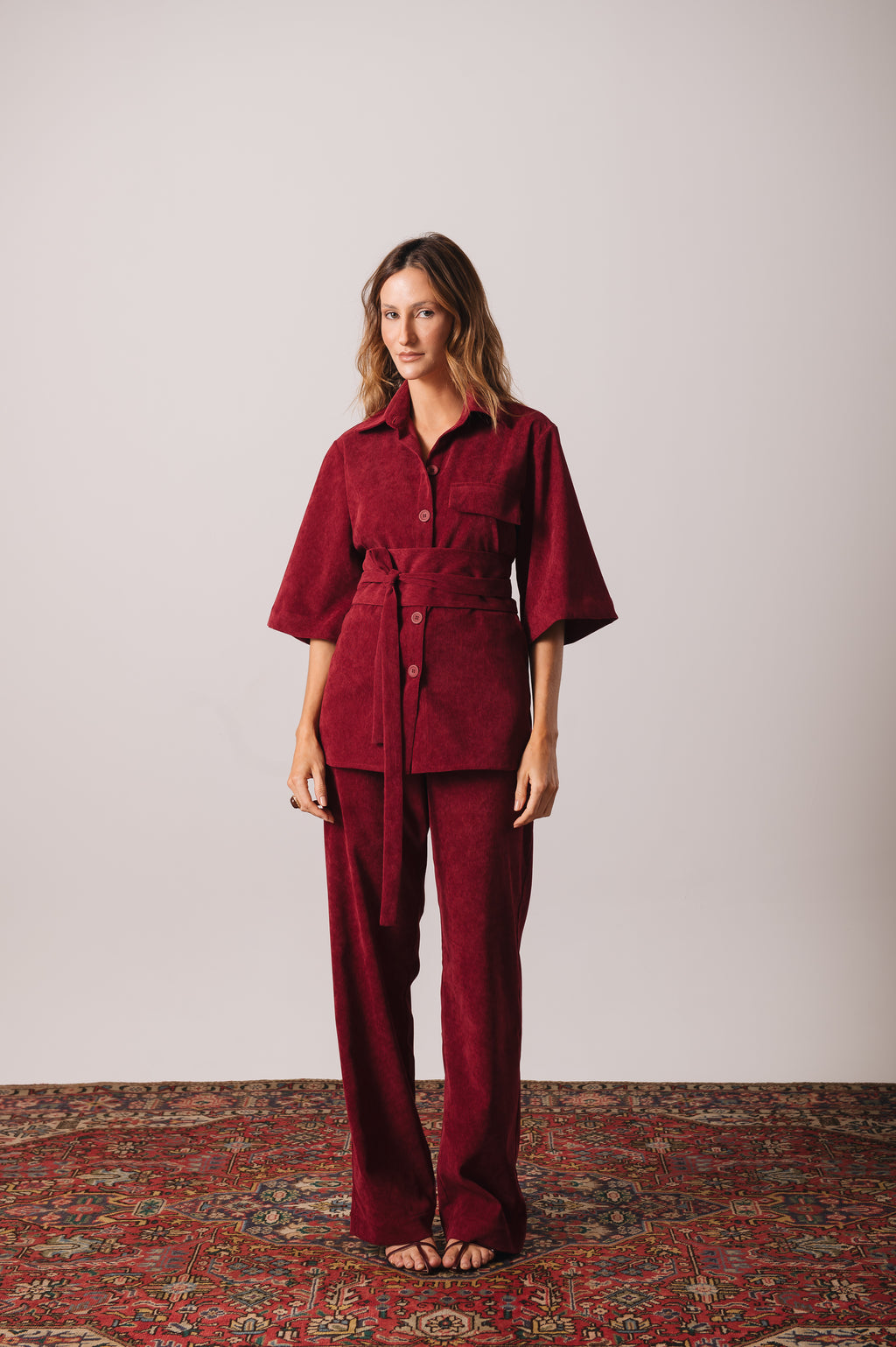 Camisa Veludo Juliana Marsala Ällie